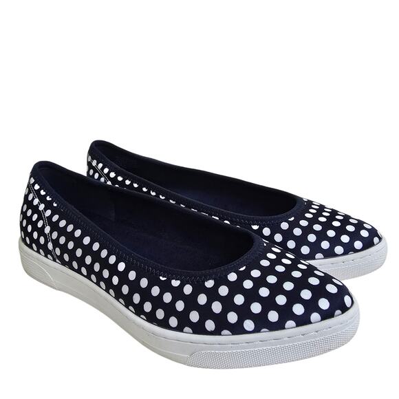 Polka Dot Loafers AK Sport Over The Top Size 8 Navy Blue White Slip On Sneakers - Picture 2 of 14